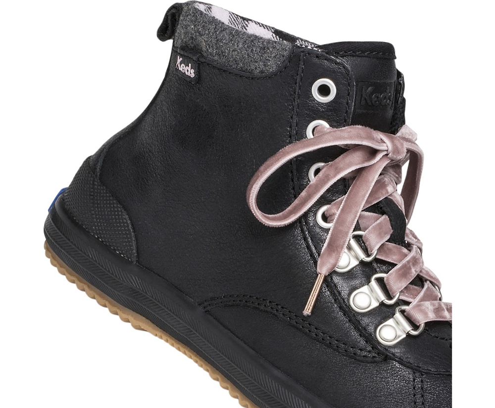 Womens Keds Boots - Scout Water-Resistant Leather w/ Thinsulate™ - Black - 3572-SGQBT